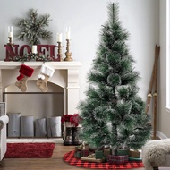 9ft Premium Snow Covered Christmas Tree - Sumptuous PVC Foliage, Solid Iron Frame