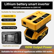 PINSEN 150W Upgraded version inverter with 2USB /1Type-C Port DC 18V/21V To DC 220V for DeWalt 20V B