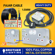 [SIRIM] 13A Metal Box Socket Extension 1.5mm Fajar Cable Wire 1/2 Gang 3 Pin UK Plug Sockets Adaptor Suis Soket Adapter