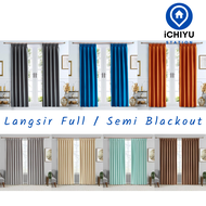 Curtain Cangkuk Plain Semi Blackout Hook Type Modern Langsir Tingkap Pintu Bilik Sliding Door Curtain Window Murah LCP