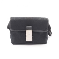 【二手】Gucci GUCCI 腰包/斜背包 GG帆布 131236 黑色帆布皮革腰包 女士二手 A