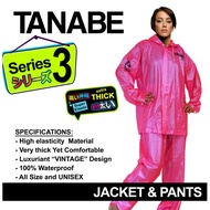 Women's Raincoat Suit Tanabe S3 Jacket Pants Thick All Size M L Xl