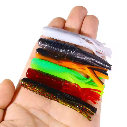 10pcs 7cm 3.3g Soft Plastic Tube Lures Skirted Jig Bait Multi-Color Glitter for Bass Pike Freshwater