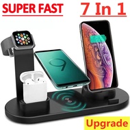 ✒✣❦ 15W 7 in 1 Wireless Charger Stand Pad For iPhone 14 13 12 11 XR Apple Watch Airpods Pro iWatch 8 7 6 Fast Charging Dock Station