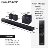 Samsung HW-Q990F 有保養 11.1.4 聲道 Soundbar 組合連包裝 2025年旗艦款