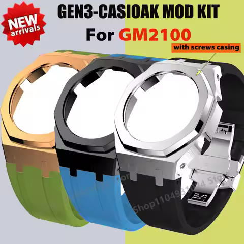 Gen3 Mod Kit For Casioak GM2100 Modification Kit Metal Case and Rubber Strap for G shock Mod Kit GM2