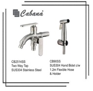 Cabana CB2514SS SUS304 Two Way Tap + CB90SS SUS304 Hand Bidet c/w 1.2M Flexible Hose And Holder