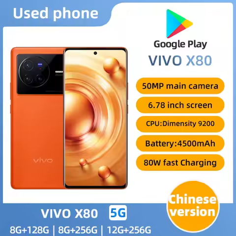 Vivo X80 Mobile Phone 6.78" AMOLED 120HZ 80W Charger 4500mAh Dimensity 9000 Face ID Screen Fingerpri