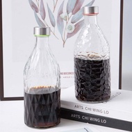 VIĆI 1000mL 1L Straight Thick Glass Airtight Bottle Kitchenware for Oil Milk Water Pitcher Jar Multi