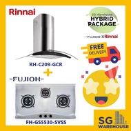 FUJIOH X RINNAI COMBO [FH-GS5530SVSS Fujioh S/S Hob GS5530 5530 5530SVSS and RH-C209-GCR SR Rinnai Chimney Hood]