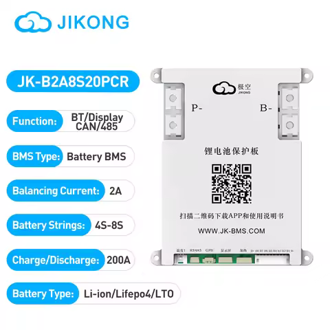 JIKONG CANBUS RS485 JK-B2A8S20PCR Inverter Protocol Version Active BMS b2a8s20pcr 200A 4S-8S Lifepo4