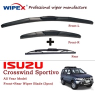 (Front+Rear 3pcs) ISUZU Crosswind Sportivo Wiper Blade Set for All Year Model CW SUV XUV Car Window 