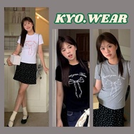 KYO Korean Style baby crop Short Sleeve T-Shirt Cotton Fabric 1 Hotgirl Top Round Neck Comfortable T