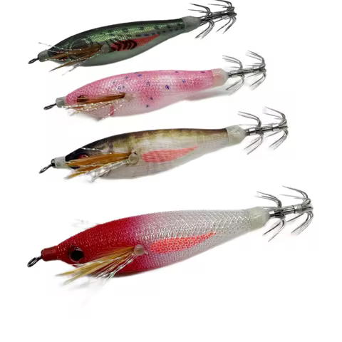 80MM Luminous TOTO EGI Squid Jig Hook Lure Wood Shrimp Cuttlefish Octopus Glow Fishing Lure