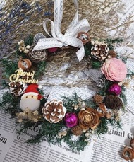 乾燥花 聖誕花圈 材料包 掛飾 松果 雪松