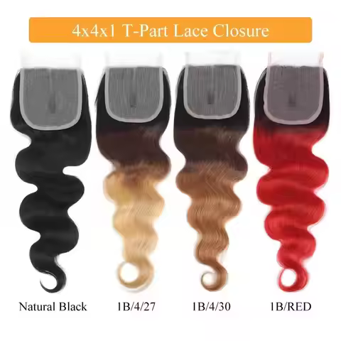 1B/4/27 4/30 1B/Red Highlight Lace Clsoure With Baby Hair Ombre Color 4x1 Lace Closure Straight Tran