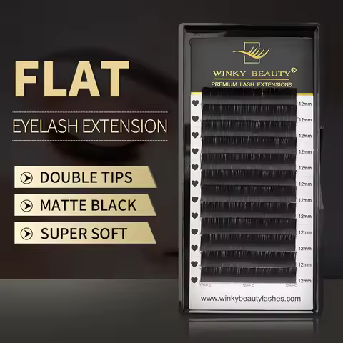 Winky Beauty Flat Ellipse Eyelash Matte Pure Black Color Super Soft Gentle Natural Eyelash Extension