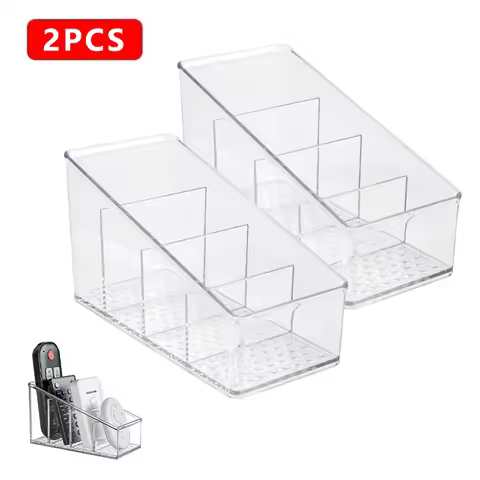 2PCS Remote Control Phone Holder 4Grids Desktop Bathroom Organizer Cosmetics Brush Storage Box Drawi