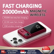 SG【READY STOCK】20000mAh Magnetic Power Bank Super Fast Charging Powerbank PD20W 22.5W Portable Wireless Mini Powerbank Wireless Charging