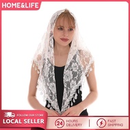 Triangle Veil Scarf Jacquard Rose Shawl for Women Wedding Church Prayer