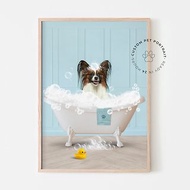 數位 浴缸裡的寵物 訂製寵物肖像照片浴室藝術 浴缸裡的動物狗