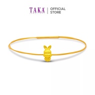 TAKA Jewellery 999 Pure Gold Rabbit Pendant with Cord Bracelet