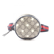【二手】Gucci GUCCI 兒童 GG Supreme 星星腰包 502330 米色/海軍藍 PVC 塗層帆布皮革兒童星星圓形腰包