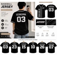 Kpop ateez baseball jersey top, black concert t-shirt sports top
