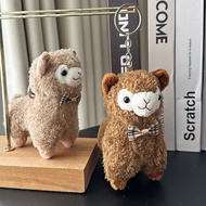 Gantungan Kunci Plush Alpaca Simulasi, Hiasan Beg Galas Alpaca Comel, Anak Patung Premium Empat Inci
