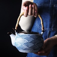 海波紋日式家用茶壺創意陶瓷泡茶壺功夫茶具過濾茶壺茶杯餐廳單壺