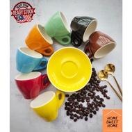 80ml Ceramic Espresso Cup Set . Barista Coffee Cup with Sauce Plate . Set Cawan