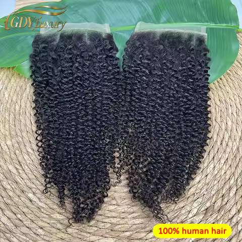 5x5 Kinky Curly Closure Only 100% Human Hair Transparent Lace 13 By 4 Frontal Raw Hair Swiss Frontal