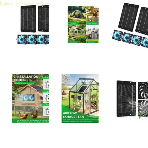 H4GE Solar Ventilation Fan with Panels and 125Mm, Air Circulation for Greenhouse Shed