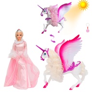 BETTINA White Unicorn Set and 12" Fairy Tale Princess Doll, Color Change Hair Horse, Doll Girls' Uni