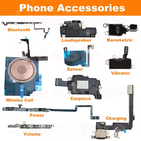 For iphone 16Pro Charging Wireless Loudspeaker Earpiece Power Volume Vibrator Barometric Sensor Blue