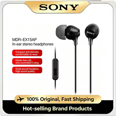 Original Sony MDR-EX15AP Wired Earphones HiFi Stereo Noise Cancelling Headset for Gaming Music