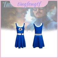 Fantastic Four Invisible Woman Costume Set For Theatrical Use With Lightweight Polyester Cosplay Fan
