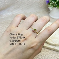 Gold/cherry Ring/Cute Ring/Gold Ring BY AYUGOLD/Light Gold Ring/375Th Grade Gold Ring/Real Gold Ring
