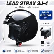 LEAD STRAX SJ-4 Jet Motorcycle Helmet - Black/Silver (Size BIG: 63-64 cm)