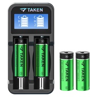 Taken 18500 Rechargeable Li-ion Battery with Charger, IMR 18500 3.7V 1500mAh Rechargeable Battery wi