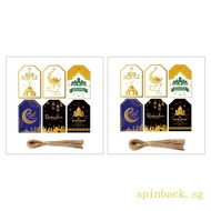 SPIN 48 96 Sets Ramadan  Tags Moon Star Box Package Hanging Labels with String for Eid Mubarak Musli