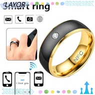 LAYORSG NFC Smart Ring, Stainless Steel Multifunctional Finger Digital Ring, Intelligent Waterproof 