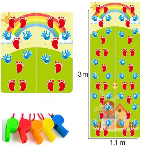 Kids Jumping Carpet Mat Hand and Feet Game Children Jump Lattice Pad Family Kindergarten Indoor Outd