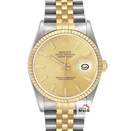 【大眾名錶】ROLEX 勞力士16233 Datejust蠔式日誌 經典太陽圈 金色T柱面盤 錶徑36mm 自動上鍊 B1273