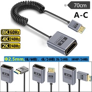 Coaxial Mini HDMI to HDMI 2.1 Coiled Spring Cable, 8K@60Hz 4K@120Hz, for Digital Camera, Portable Mo