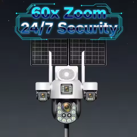ZAOMIYOS AOV Outdoor Solar Surveillance Camera 4G SIM Auto Tracking 60X Optical Zoom 4 Screen Home S