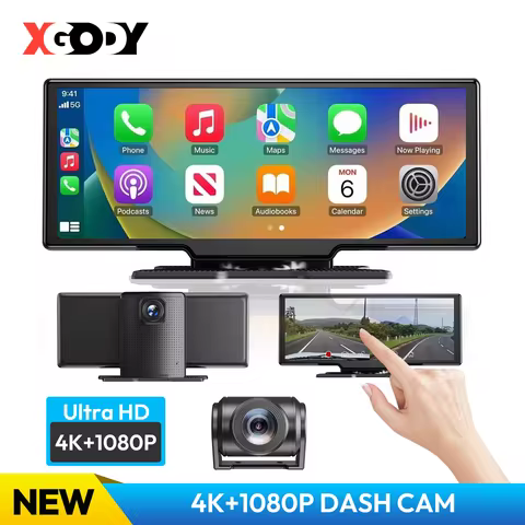 XGODY 4K HD Touch Screen Carplay Android Auto Dash Camera 10.26" Large Screen Wireless Radio Multime