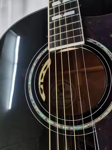 6 strings black color Acoustic Electric Guitar custom guild F512 guitar with soundhole pickups