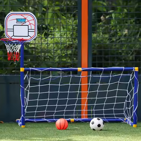 2 In 1 Detachable Football Goal Plastic Removable Goal Post Net Football Goal Fun Games Toys with Ba