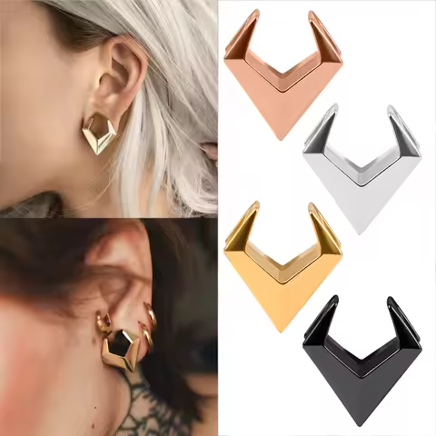 Vanku 2pc Stainless Steel Geometry Saddle Ear Tunnel Plugs Expander Stretchers Gauges Earrings Pierc